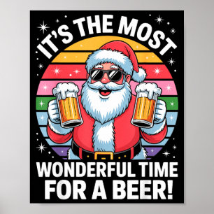 Lustige Zeit für einen Bier Santa Weihnachten Poster