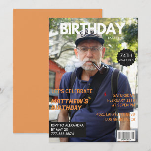 Lustige Zeitschrift Redaktionsfoto 74. Geburtstag Einladung