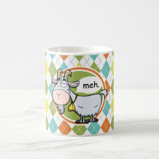 Lustige Ziege; Buntes Rauten-Muster Kaffeetasse