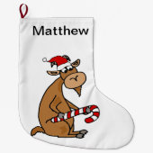 Lustige Ziege im Weihnachtsmannmütze-Cartoon Großer Weihnachtsstrumpf (Vorderseite)