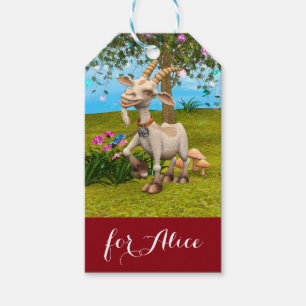Lustige Ziegen-Fantasie-Garten-Illustration Geschenkanhänger