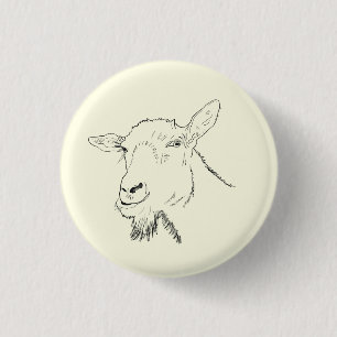 Lustige Ziegen-Linienzeichnung Tier Kunst Design Button