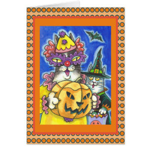 LUSTIGE ZISCH N' FITZ HALLOWEEN KATZEN GRUßKARTE V