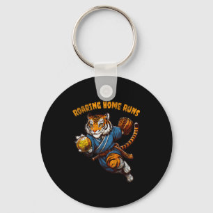 Lustige Zitate donnernder Homerun Ball Retro Tiger Schlüsselanhänger