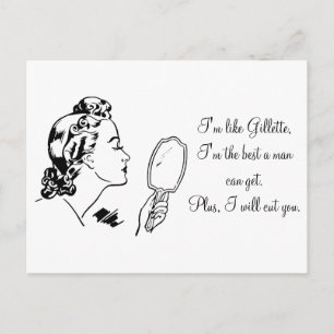 Lustige Zitate Retro-Cartoon-Frau Anti-Mann Postkarte