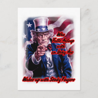 Lustige Zitate von Patriot Uncle Sam auf einer Feiertagspostkarte