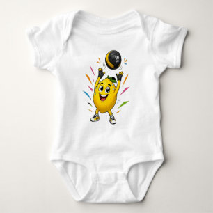Lustige Zitrone Gewichtheben Cartoon Fitnessstudio Baby Strampler