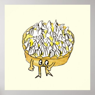 Lustige Zitronen-Meringe-Torten-schrullige Poster