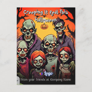 Lustige Zombie-Familie Grusel-Cartoon Halloween  Postkarte