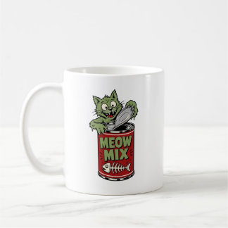 Lustige Zombie-Katze öffnet Blechdose Kaffeetasse