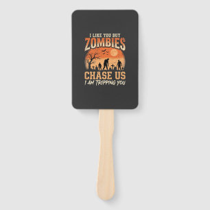 Lustige Zombies Halloween Jagd auf uns Design Fächer