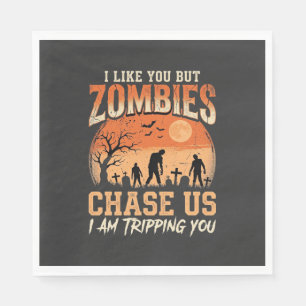 Lustige Zombies Halloween Jagd auf uns Design Serviette