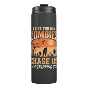 Lustige Zombies Halloween Jagd auf uns Design Thermosbecher