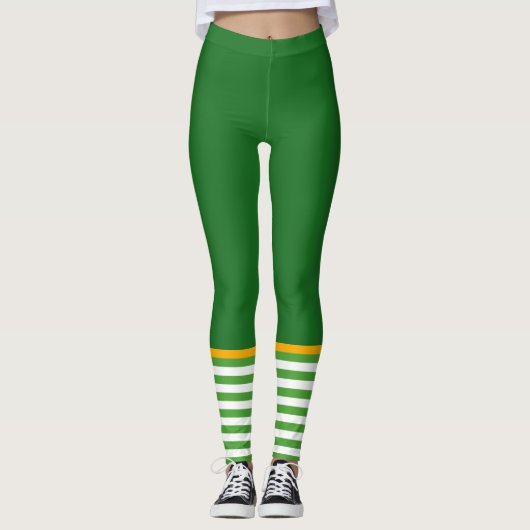 Lustigen Kobold-St Patrick Tagesgrün Striped Leggings (Vorderseite)