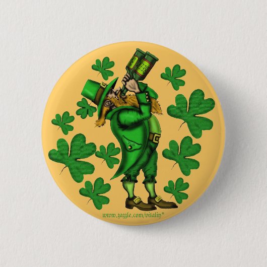 Lustigen Kobold St Patrick Tagesknopf Button (Vorderseite)