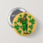 Lustigen Kobold St Patrick Tagesknopf Button (Vorne & Hinten)