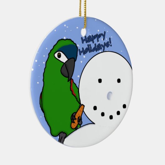 Lustigen Schneemann Hahns Macaw-Verzierung Keramik Ornament (Rechts)