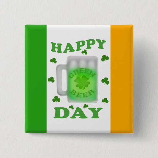 Lustigen St Patrick Tagesgrün-Bier-Knopf Button (Vorderseite)