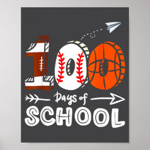 Lustiger 100. Baseball-Fußball-Tag Basketball-Schu Poster
