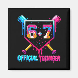 Lustiger 13. Geburtstag Teenager 67 Baseball Drip Magnet