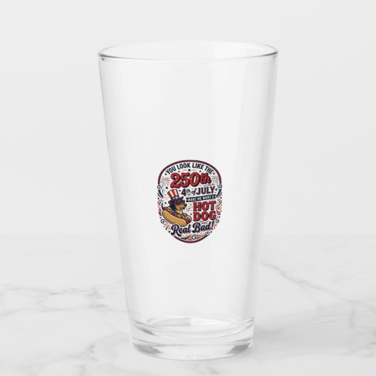 Lustiger 250. 4. Juli Hot Dog Dachshund Glas (Vorderseite)