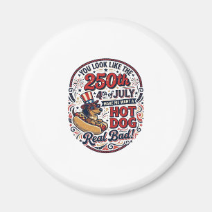 Lustiger 250. 4. Juli Hot Dog Dachshund Magnet