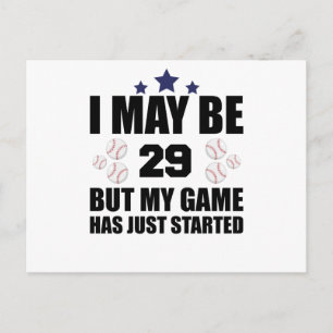 Lustiger 29. Geburtstag Baseball Fan 29 Jahre alte Postkarte