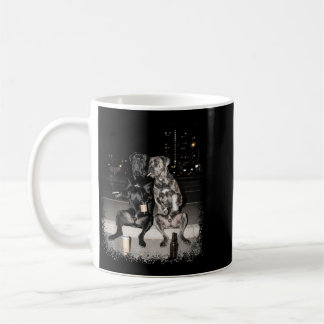 Lustiger 2 rauchender Cane Corso Hunde trinkt Bier Kaffeetasse