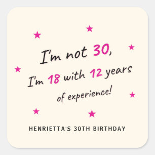 Lustiger 30. Geburtstag Humor Rosa Stern Aufkleber