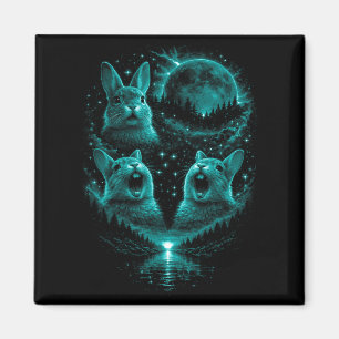 Lustiger 3 heulender Hase Eisblauer Vollmondfinste Magnet