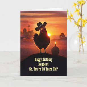 Lustiger 40. Geburtstag Neffe Huhn Land  Karte