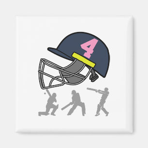 Lustiger 4. Geburtstag Cricket-Spieler Jungen Kind Magnet