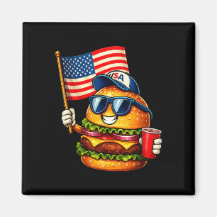 Lustiger 4. Juli Burger patriotische USA-Flagge BB Magnet