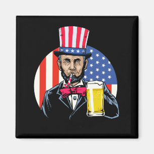 Lustiger 4. Juli für Männer Abe Lincoln trinkt Bie Magnet