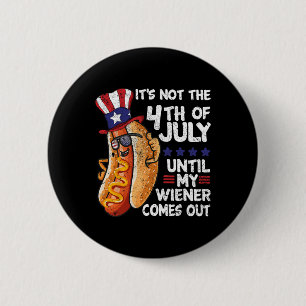 Lustiger 4. Juli Hot Dog Wiener kommt raus BBQ Par Button