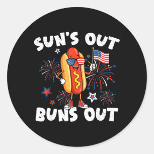 Lustiger 4. Juli Hotdog USA-Flagge Patriotische Fr Runder Aufkleber