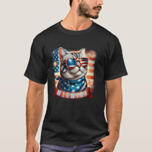 Lustiger 4. Juli Meowica Patriotische amerikanisch T-Shirt