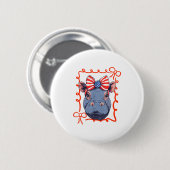 Lustiger 4. Juli Nilpferd Liebhaber Coquette Schle Button (Vorne & Hinten)