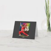 Lustiger 50. Geburtstag Kick & Stretch Sally O'Mal Einladung (Rückseite)