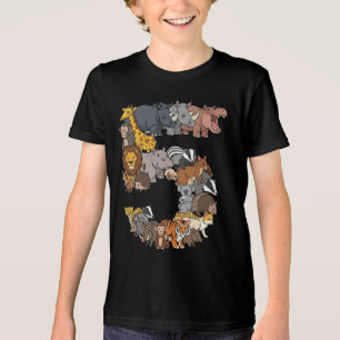 Lustiger 5. Geburtstag Safari Zoo Tiere Figuren Ki Tri-Blend Shirt