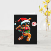 Lustiger 67 Lebkuchenmann spielt Baseball Weihnach Karte (Gelbe Blume)