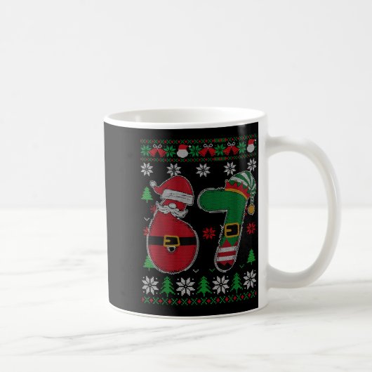 Lustiger 67 Meme 6 7 hässlicher Pullover für Weihn Kaffeetasse (Rechts)