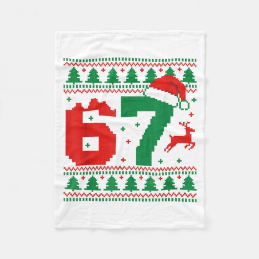 Lustiger 67 Meme 6 7 hässlicher Pullover Weihnacht Fleecedecke (Vorderseite)