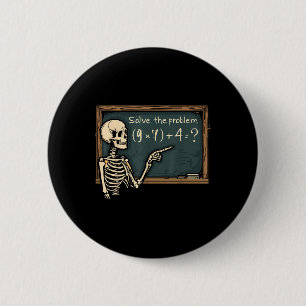 Lustiger 67 Meme Brainrot Witz Halloween Skelett M Button