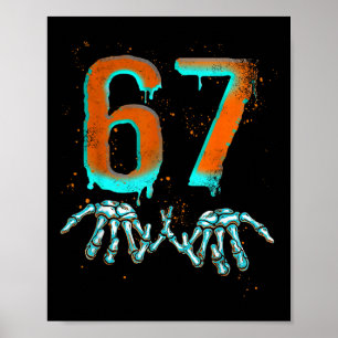 Lustiger 67 Meme Halloween-Skelett  Poster