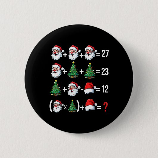 Lustiger 67 Meme Santa Mathelehrer Weihnachten Pyj Button (Vorderseite)