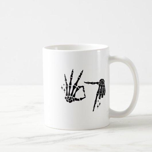 Lustiger 67 Meme Skeletthand 6 7 Halloween Sechs S Kaffeetasse (Rechts)