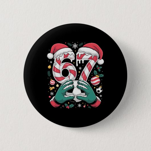 Lustiger 67 Six Seven Fußball Torwart Lustiger Mem Button (Vorderseite)