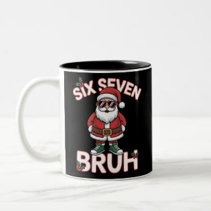 Lustiger 67 Six Seven Weihnachten Bruh Santa Zweifarbige Tasse