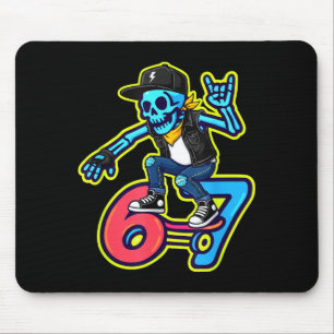Lustiger 67 Skelett Skater Meme Retro Skateboardin Mousepad